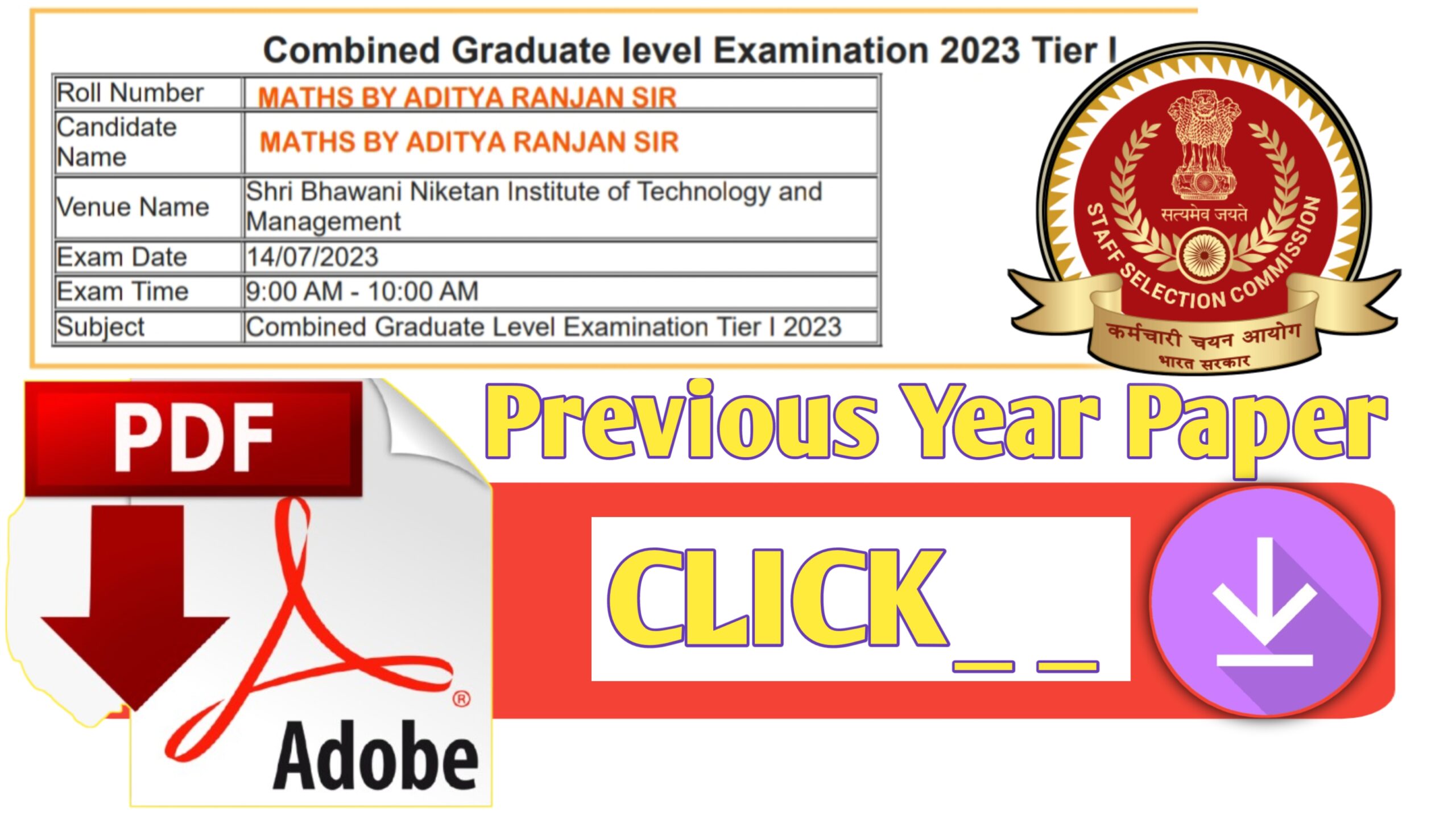 SSC CGL Previous Year Question Paper in Hindi PDF