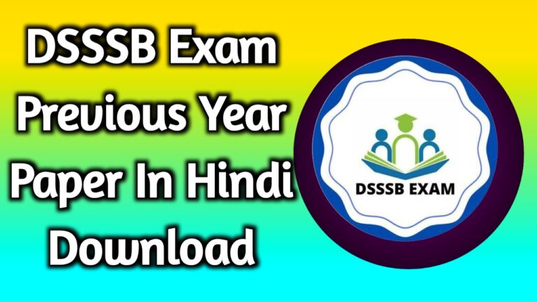 DSSSB Exam Previous Year Paper In Hindi Download Pdf